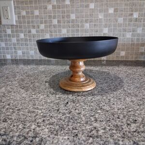 🔥WEEKEND BLOWOUT🔥Farmhouse Metal and Wood Pedestal Bowl